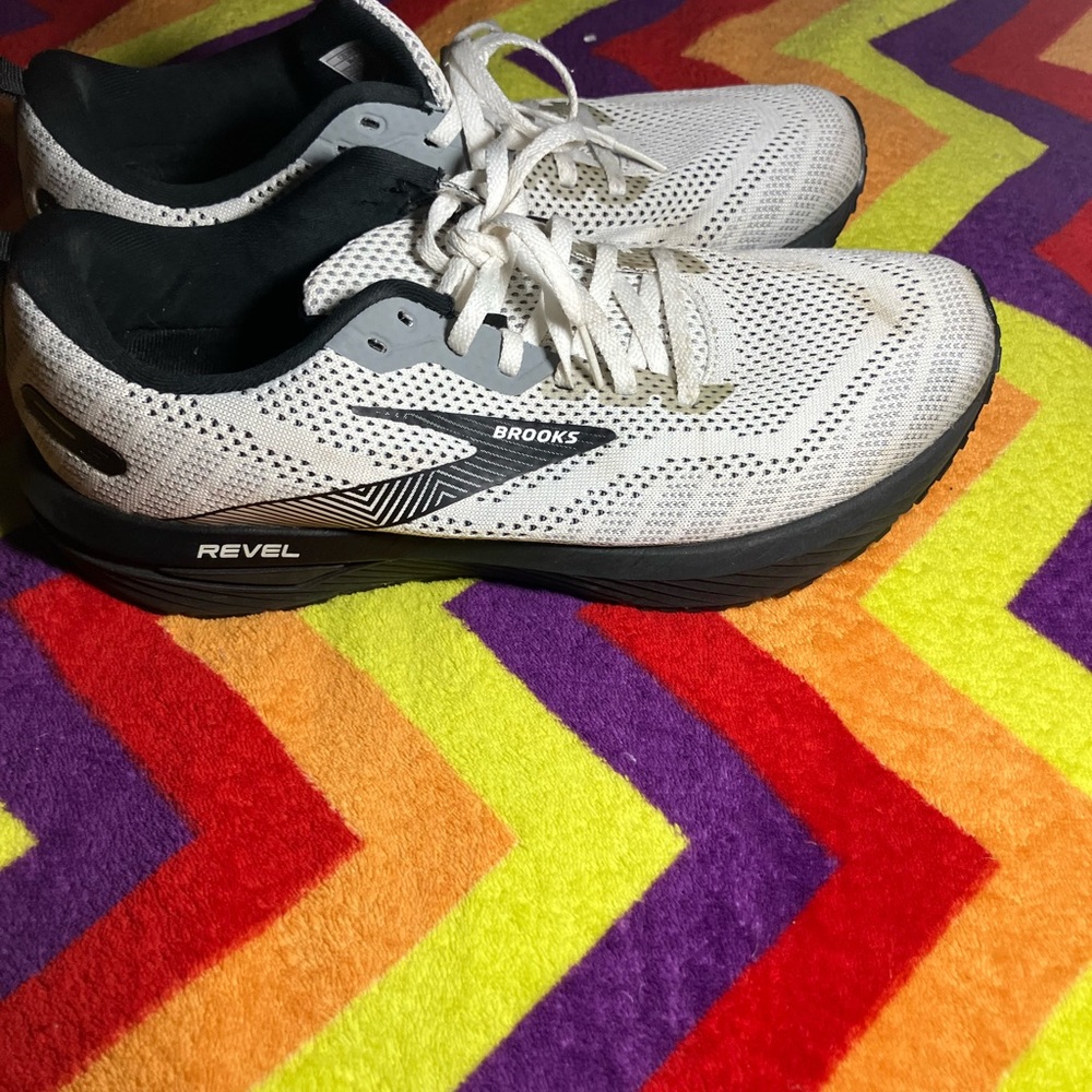 Brooks White and Black Athletic Shoes